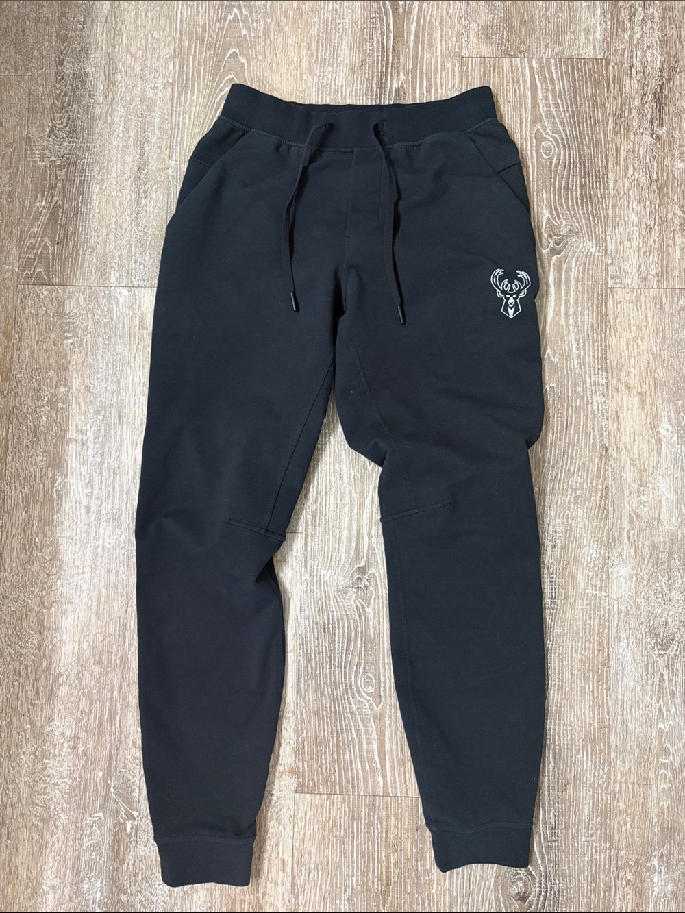 lululemon athletica Black Joggers with White Deer Logo